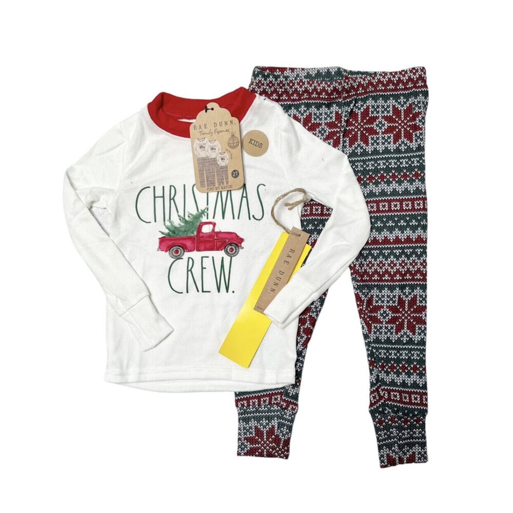NWT Rae Dunn Christmas Crew Holiday PJs Size 2T